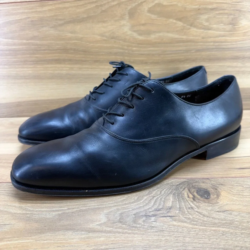 Salvatore Ferragamo Plain Toe Derby 9.5 EE Black Leather Formal Wedding Business